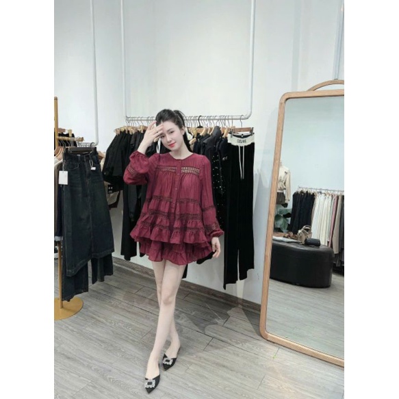 Set Áo Sơ Mi Kèm Chân Váy Phong Cách Babydol tiểu thư Hàn Quốc
