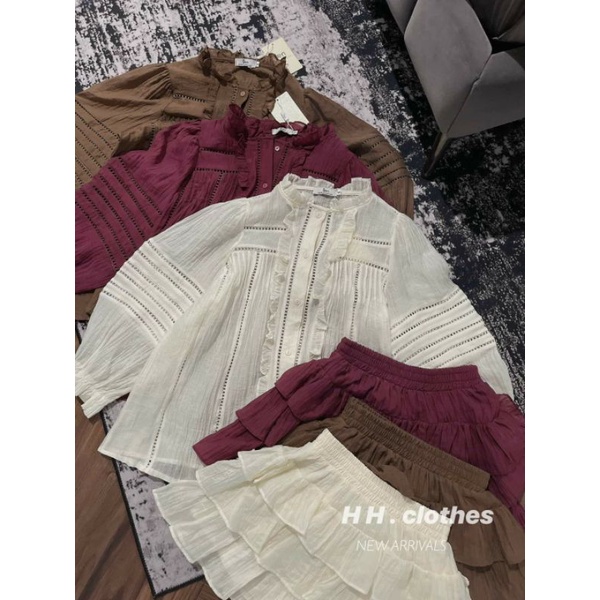 Set Áo Sơ Mi Kèm Chân Váy Phong Cách Babydol tiểu thư Hàn Quốc