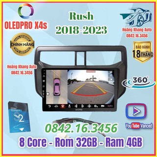 Màn hình android oledpro x4s liền camera 360 cho xe rush 2018 - 2023, 9 inch kèm dưỡng và jack zin