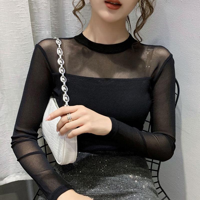 Áo Thun Sát Nách 20% Dáng Ôm Phối Lưới Thời Trang Mùa Hè Quyến Rũ Cho Nữ