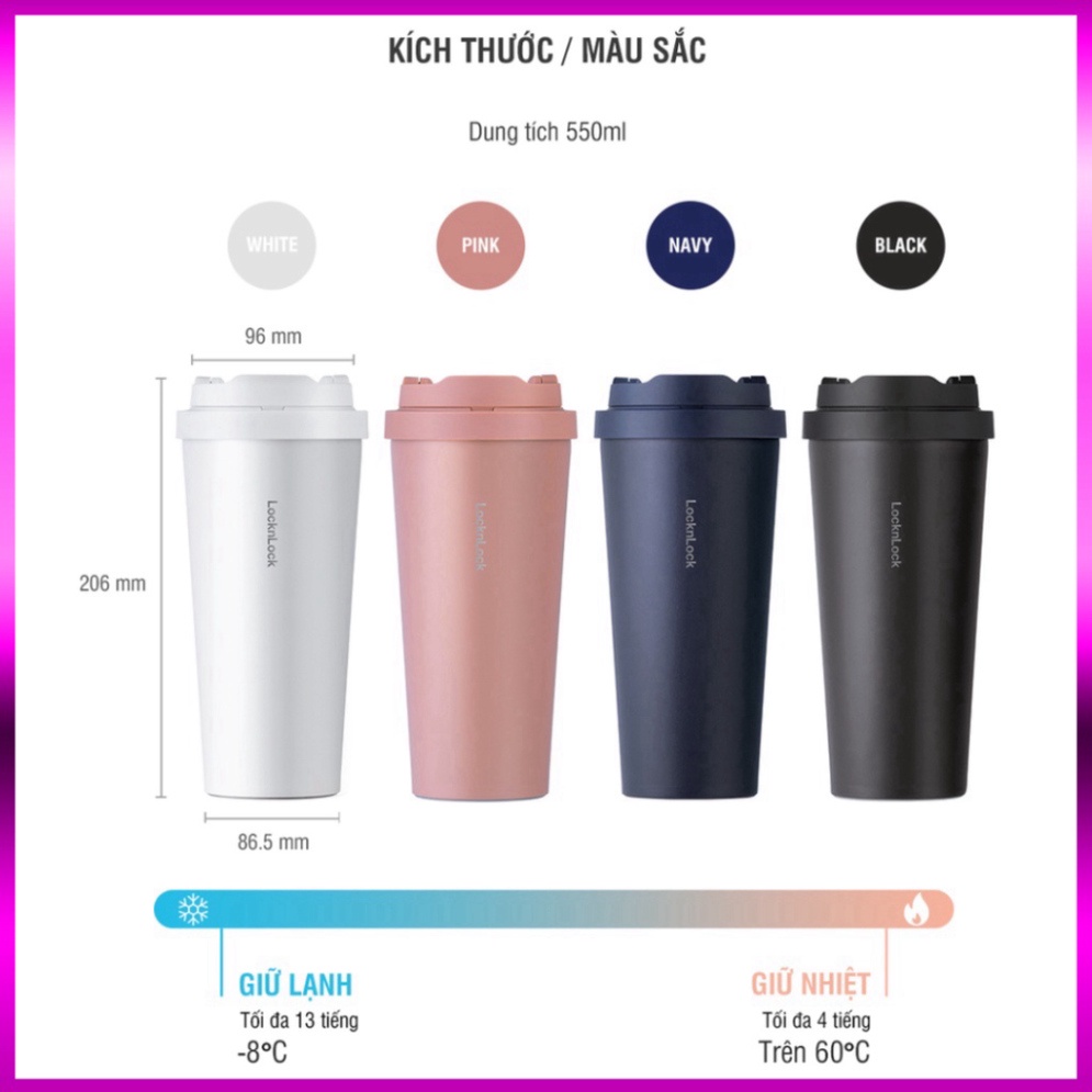 Bình giữ nhiệt Lock&Lock Energetic one-touch 550ml - LHC3249  HÀNG CHÍNH HÃNG