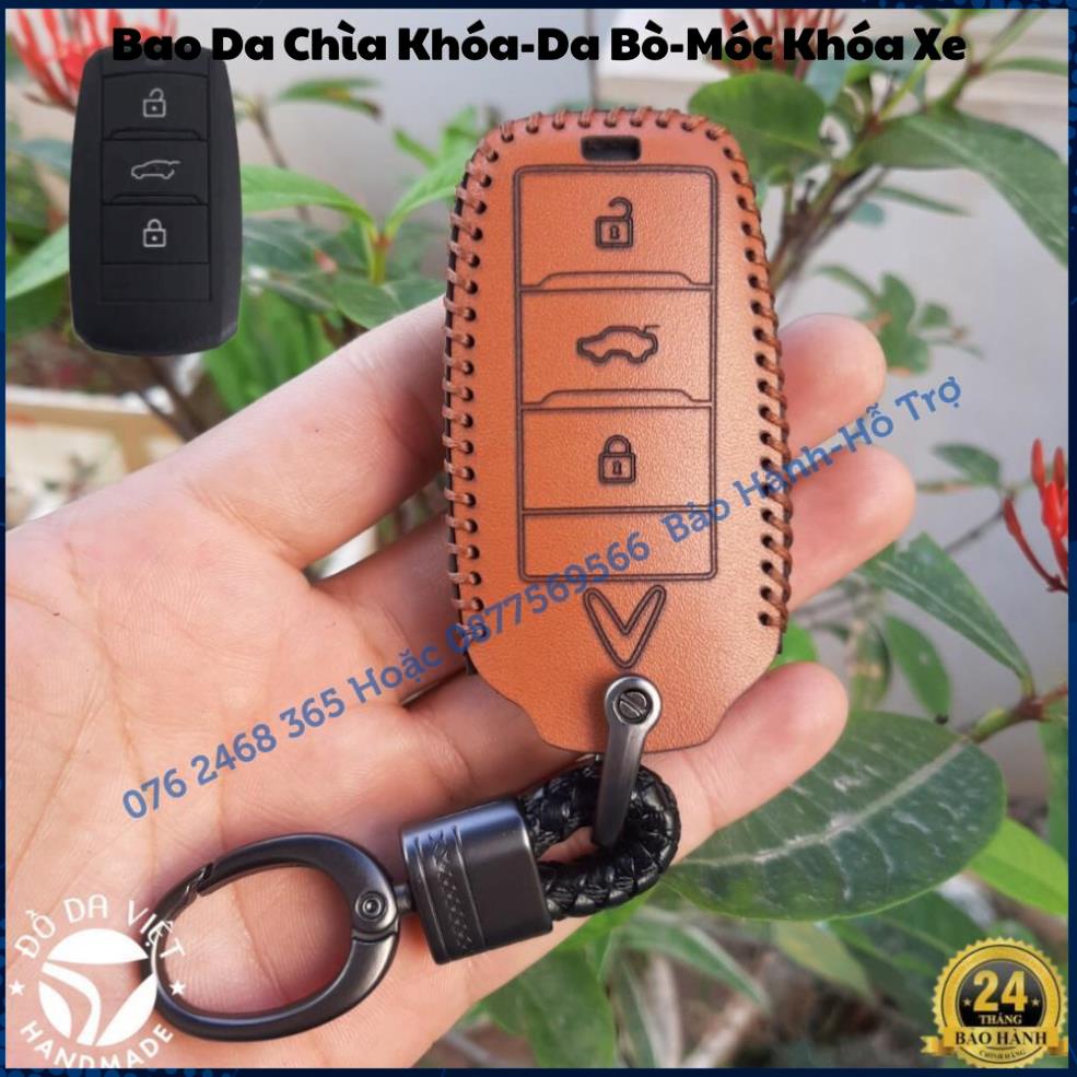 1 Bao Da Chìa Khoá Ô Tô XE ĐIỆN VINFAST VF5 Da thật bảo hành 2 năm