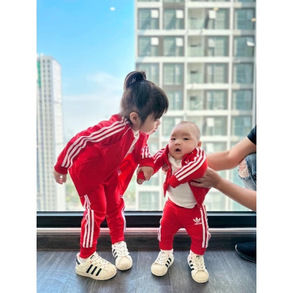 Set thể thao thu đông Adidas bé trai/gái SST đỏ