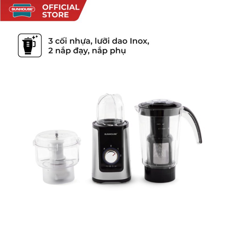 Máy xay sinh tố đa năng Sunhouse SHD5322 màu đe | Máy say sinh tố Sunhouse 3 cối.