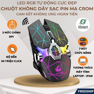 Chuột Không Dây Gaming Led Siêu Đẹp Free Wolf  X13 Premium Pin Sạc Dùng Siêu Trâu Chuột Máy Tính Không Dây Đẹp