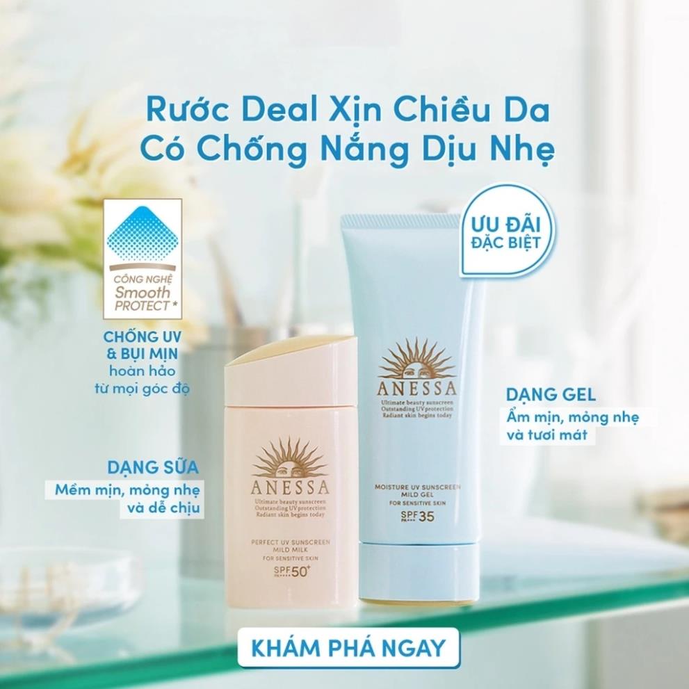 Kem Chống Nắng Anessa Perfect UV Sunscreen Skincare Milk + Gel SPF 50+ PA++++