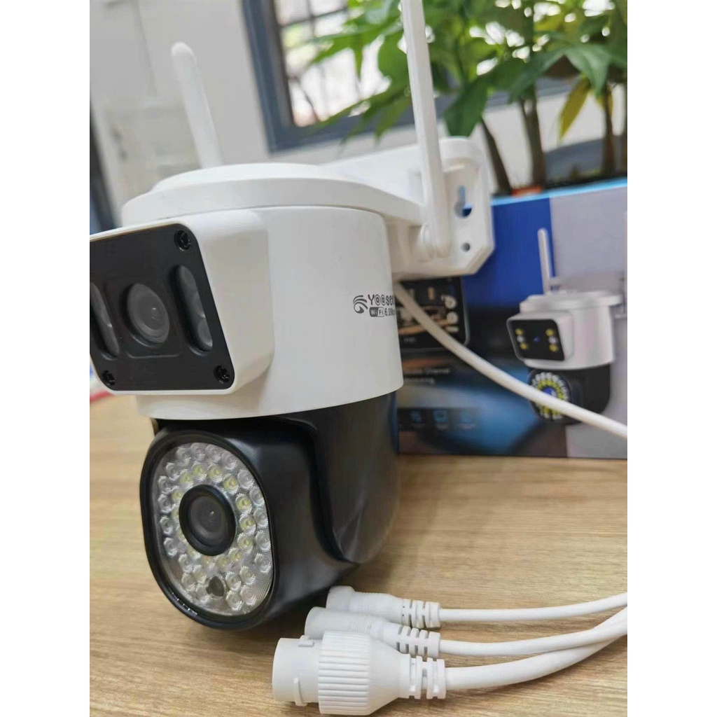 Camera WiFi Yoosee 2 Mắt Xem 2 Màn Hình Cùng Lúc Q44D 6.0Mpx, Chống Nước,  Xem Đêm Có Màu