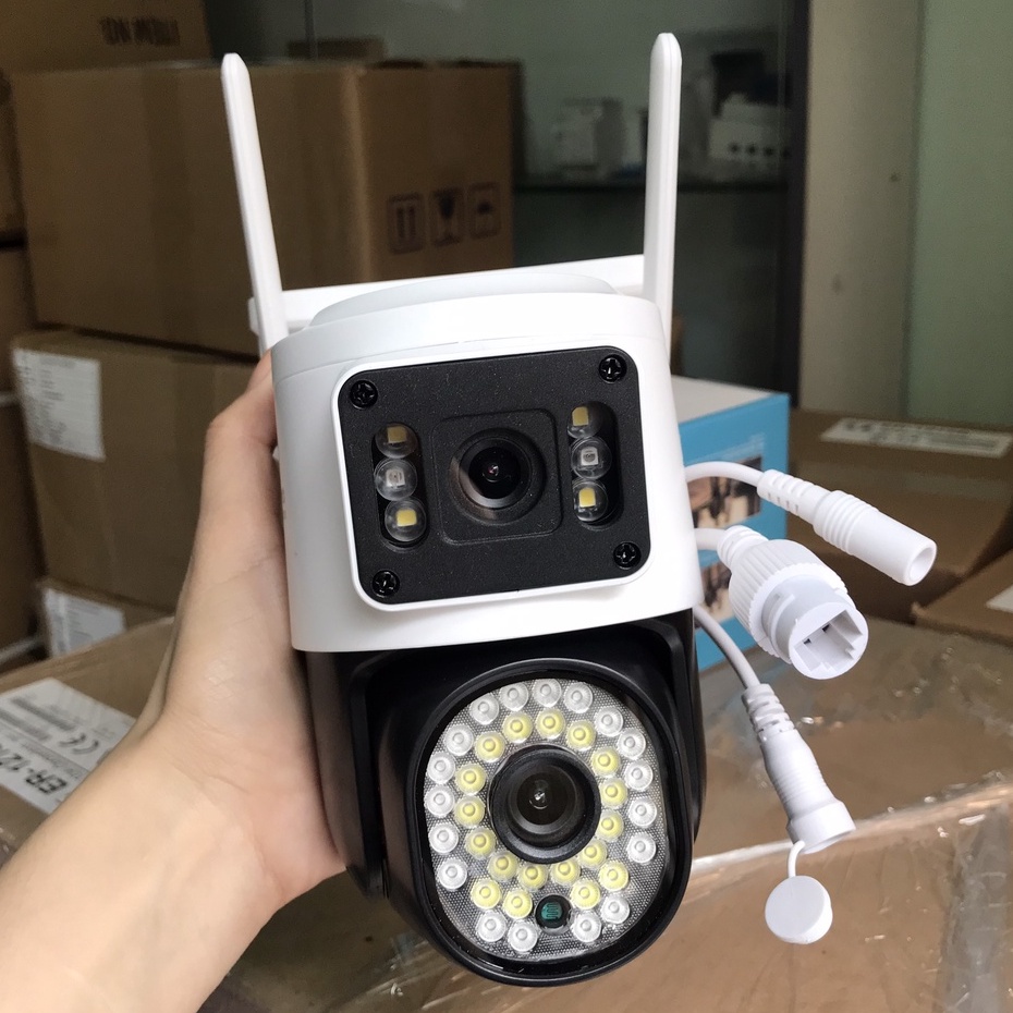 Camera WiFi Yoosee 2 Mắt Xem 2 Màn Hình Cùng Lúc Q44D 6.0Mpx, Chống Nước,  Xem Đêm Có Màu