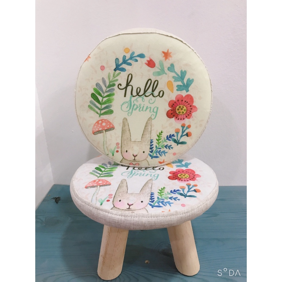 Ghế đôn họa tiết hình con thú siêu dễ thương, Ghế gỗ tròn 4 chân trụ chắn chắn- Ankyo Store - Karakids.VN