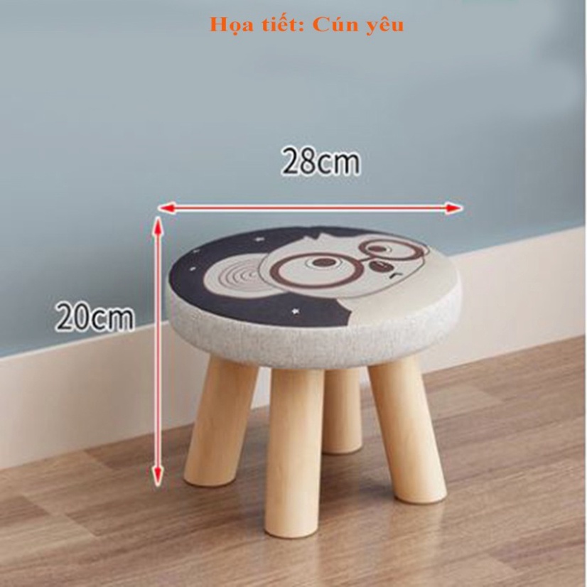 Ghế đôn họa tiết hình con thú siêu dễ thương, Ghế gỗ tròn 4 chân trụ chắn chắn- Ankyo Store - Karakids.VN