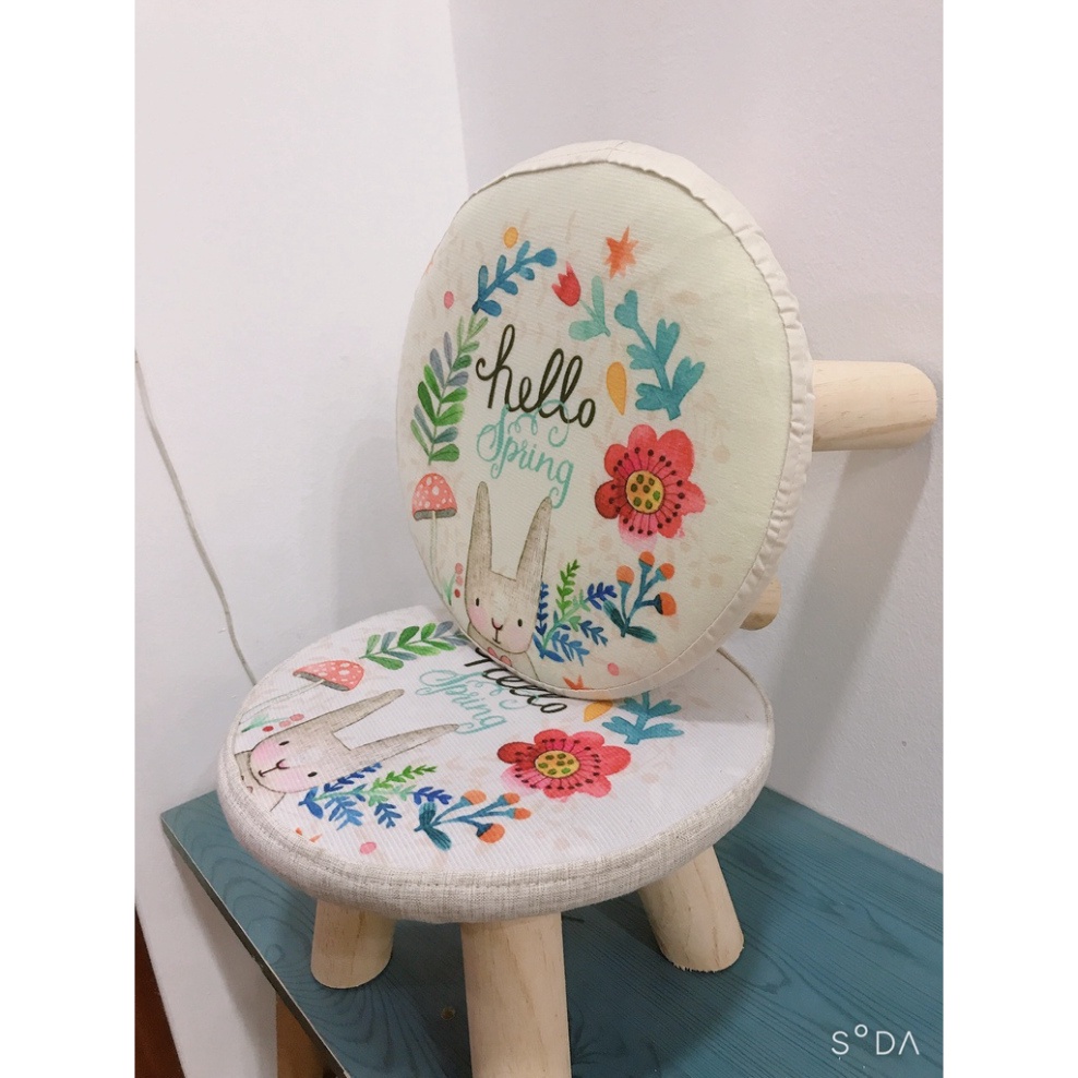 Ghế đôn họa tiết hình con thú siêu dễ thương, Ghế gỗ tròn 4 chân trụ chắn chắn- Ankyo Store - Karakids.VN