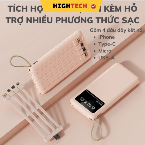 Sạc Dự Phòng dung lượng 20000mah TZ08 Chính hãng , Tích Hợp 4 Dây Sạc, Sạc Không Nóng Máy, Bảo Hành 12 Tháng TECHHIGH