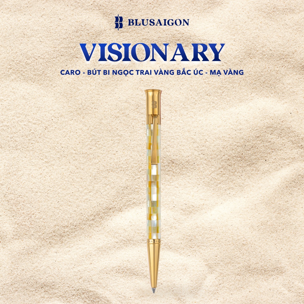 Bút Ký Cao Cấp BLUSAIGON Visionary Khảm Trai Vàng Bắc Úc Caro 003008002 - Khoen Vàng