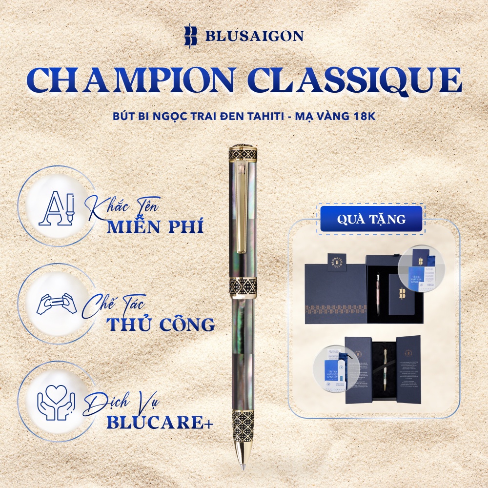 Bút Ký Cao Cấp BLUSAIGON Champion Ngọc Trai Đen Tahiti 020015002 - Khoen Vàng