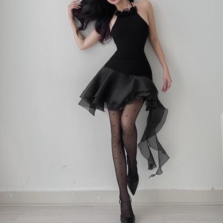 Đầm cổ yếm dáng xoè phối voan Ariel Dress AIME STUDIO nữ [FREESHIP] Váy yếm đính hoa xoè tiểu thư, công chúa HOT
