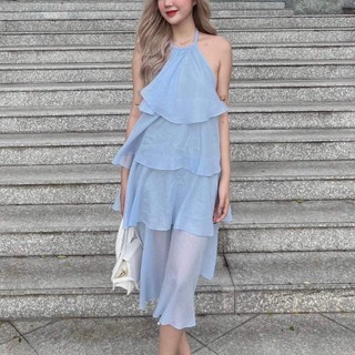Đầm maxi cổ yếm Lolanthe Maxi Dress AIME STUDIO nữ [FREESHIP] Váy yếm tầng phối bèo hở lưng, xinh xắn, dễ thương HOT