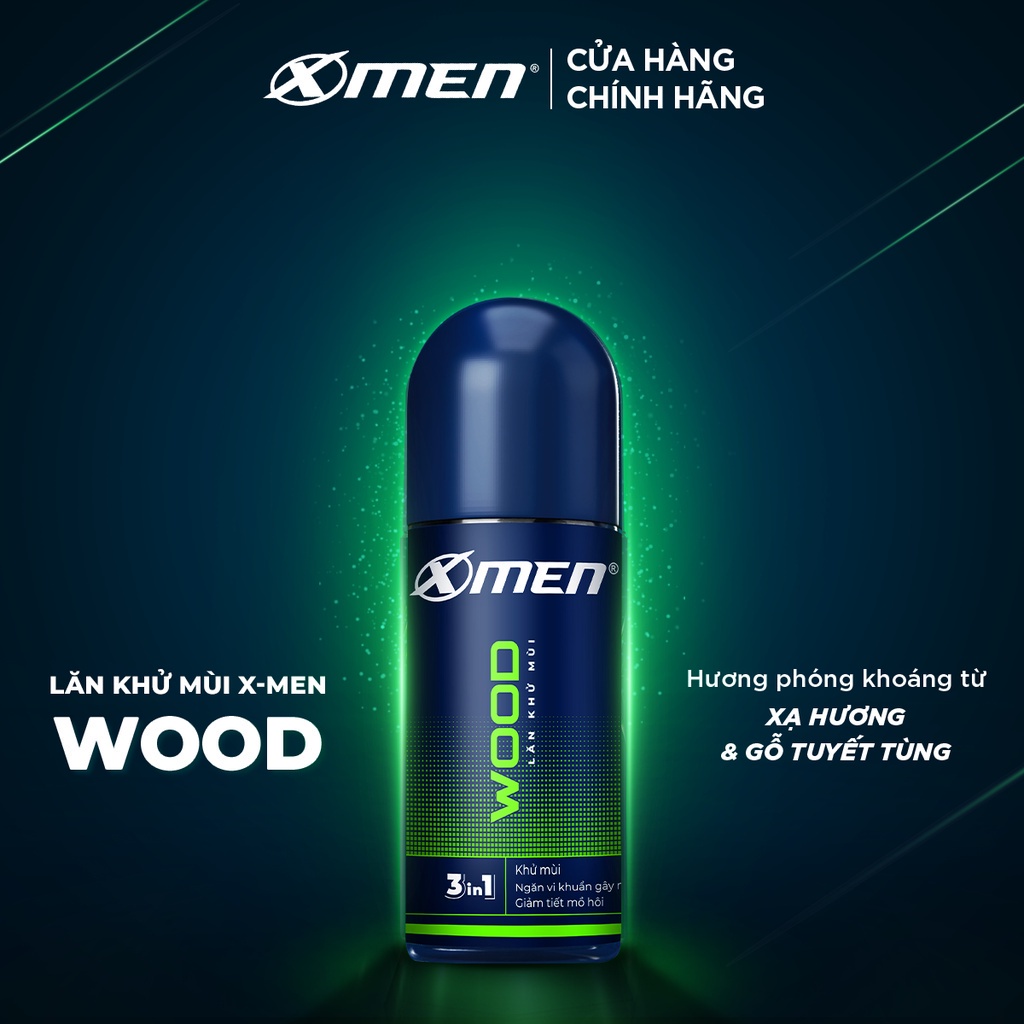 Lăn khử mùi Xmen 50ml Fire Wood Water Metal - 4 mùi hương nam tính kháng khuẩn & lưu hương 48h