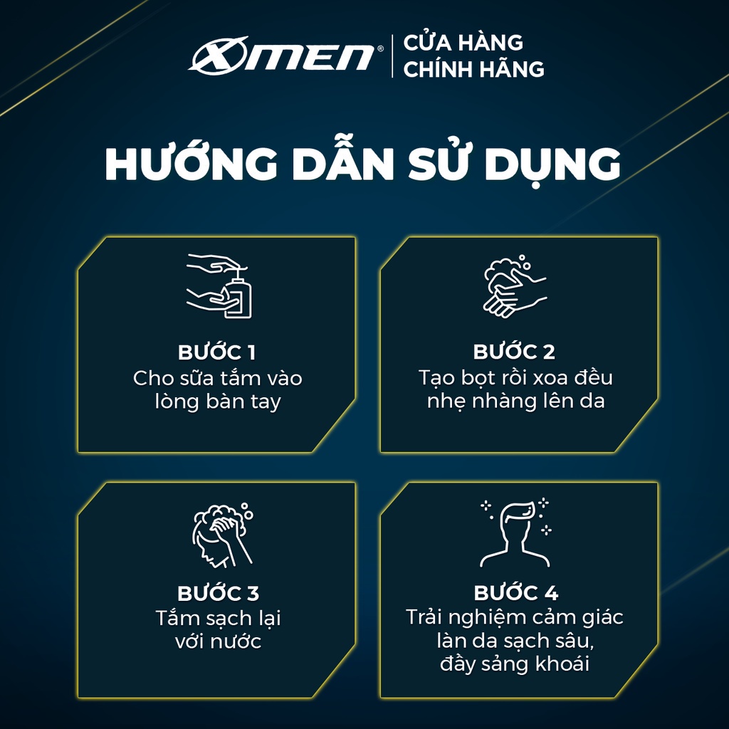 Sữa tắm nước hoa Xmen 650g - 2 mùi hương nam tính, sạch sâu và lưu hương 12H