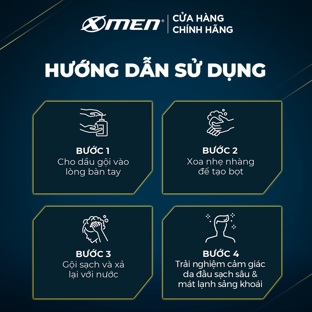 Dầu gội nước hoa Xmen 650g - 4 mùi hương nam tính, 2x sạch sâu và lưu hương 12h