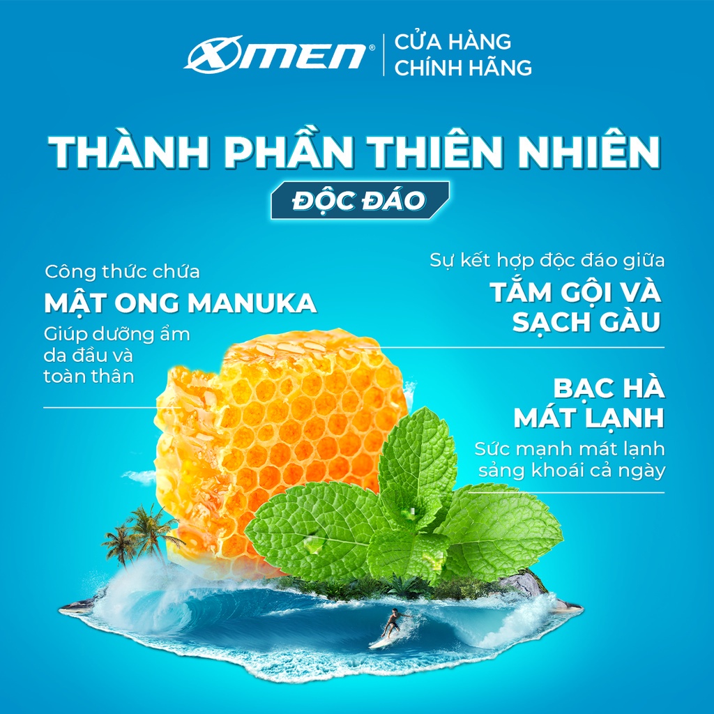 Tắm Gội Dưỡng Xmen Clean & Fresh 3in1 Sạch Gàu 610g