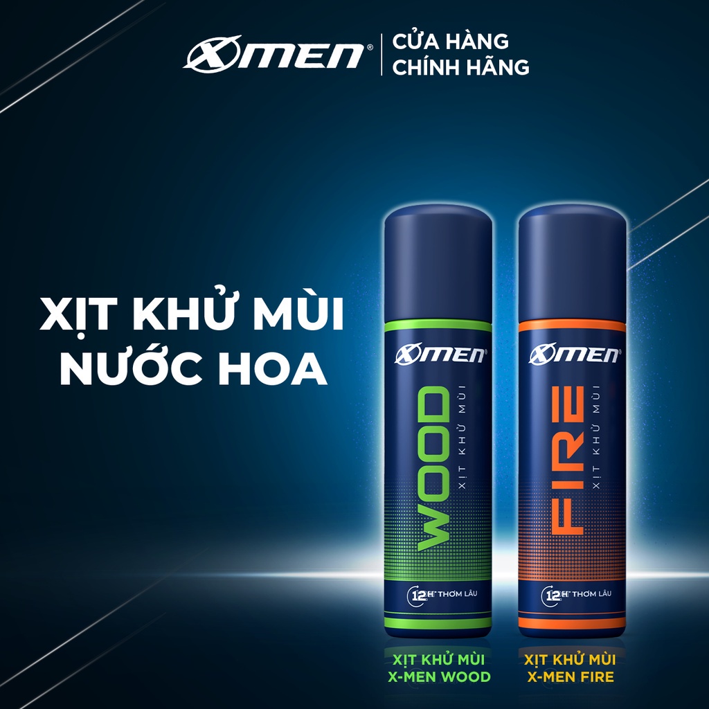 Combo 2 Xịt khử mùi X-Men 140ml hương Wood và Fire