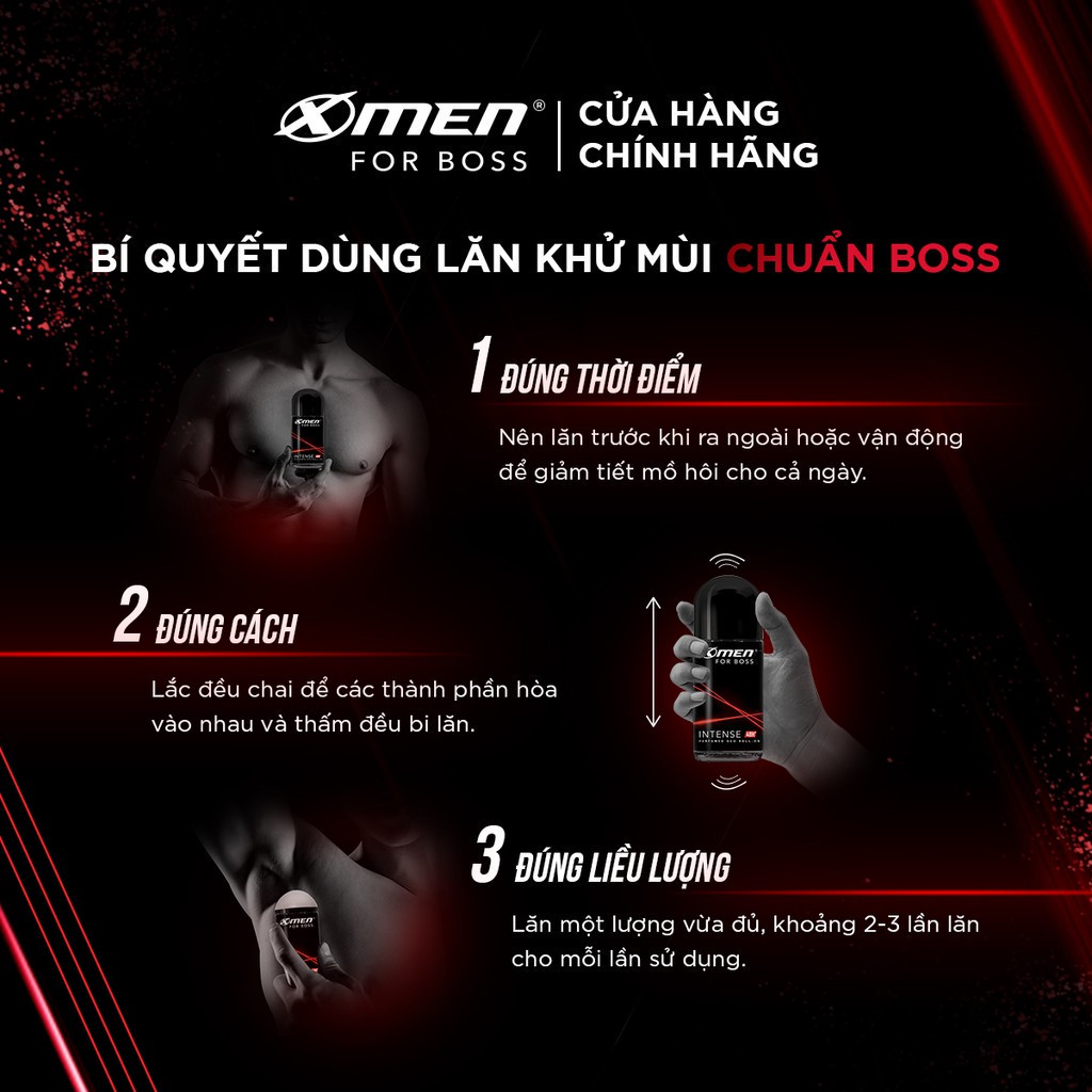 Combo 2 Lăn khử mùi Xmen for boss Hương Trầm Nội Lực Intense 50ml/chai