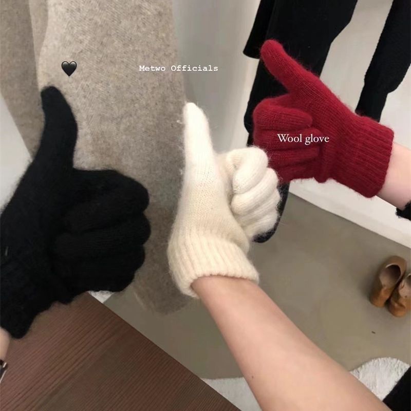 Găng Tay Năm Ngón Mùa Đông Bằng Lông Cừu Dễ Thương Cho Nữ ins tik tok