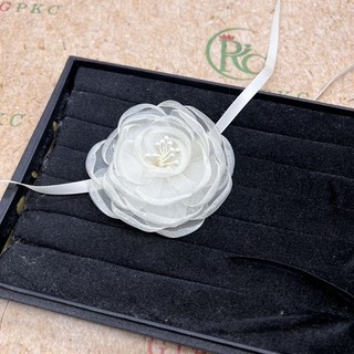 Dây hoa choker đeo cổ màu trắng dây ruy băng cột