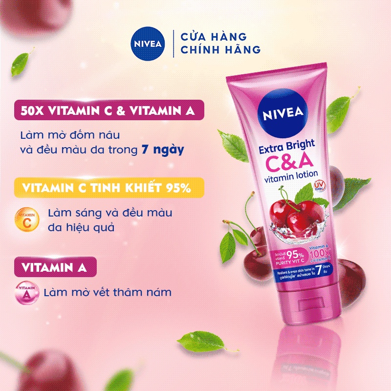 Bộ Đôi Sữa Dưỡng Thể NIVEA Vitamin C&E & C&A Sáng Mượt, Đều Màu Da Sau 7 Ngày 180 ml