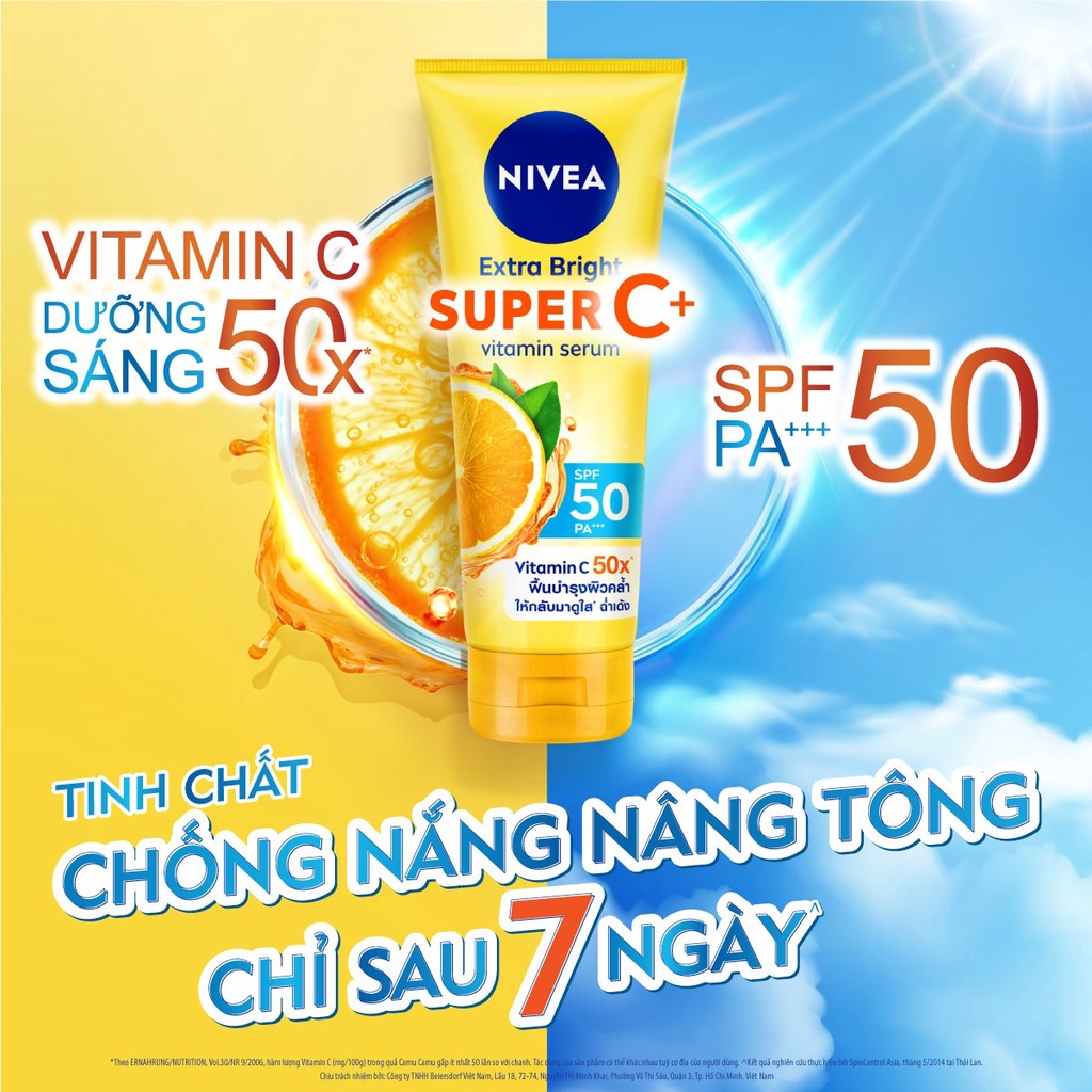 Serum Dưỡng Thể & Chống Nắng SPF50 PA+++ NIVEA Vitamin Super C+ (180 ml) - 98448