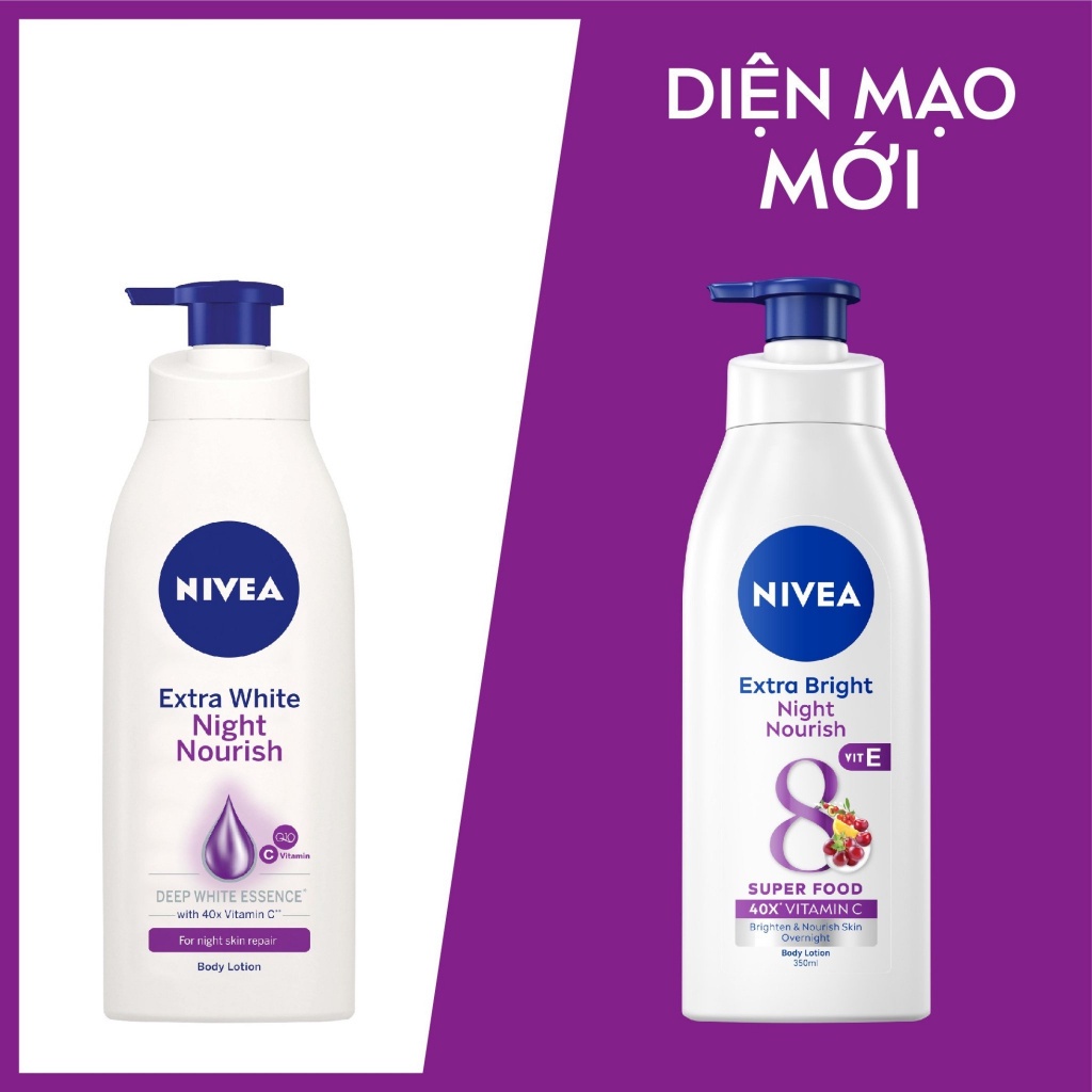 Sữa Dưỡng Thể NIVEA Sáng Da Ban Đêm từ 8 Super Foods (350 ml) – 98412