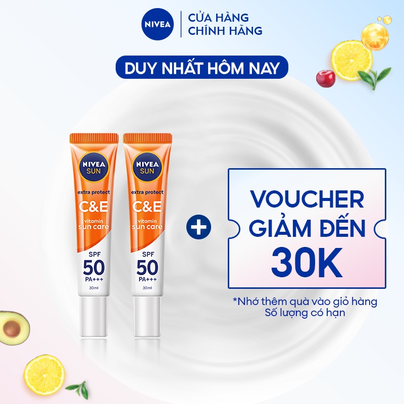 Bộ 2 Serum Chống Nắng NIVEA Vitamin C&E Dưỡng Da Sáng Khỏe SPF50 PA+++ (30 ml) - 98318