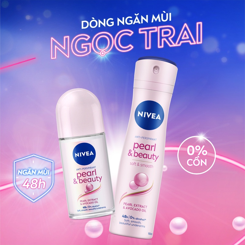 Bộ 2 Lăn Ngăn Mùi NIVEA Pearl&Beauty Dưỡng Sáng Da Ngọc Trai (50 ml) - 83735