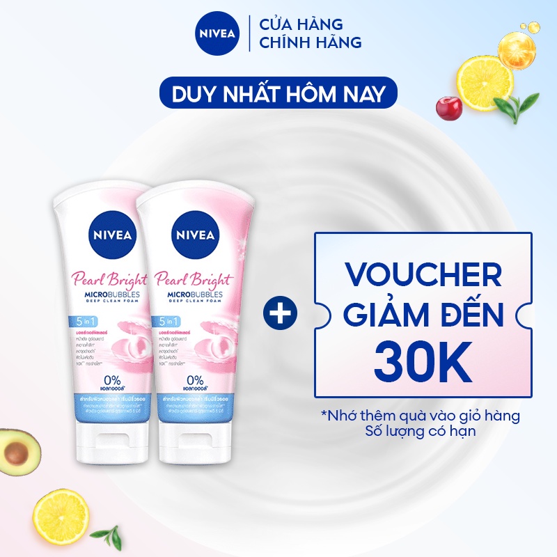 Bộ 2 Sữa Rửa Mặt NIVEA Pearl Bright Dưỡng Sáng Da Ngọc Trai (100 g) - 81295