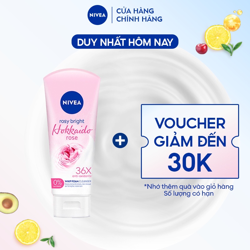 Sữa Rửa Mặt Tạo Bọt NIVEA Chiết Xuất Hoa Hồng Hokkaido (100 g) - 84984