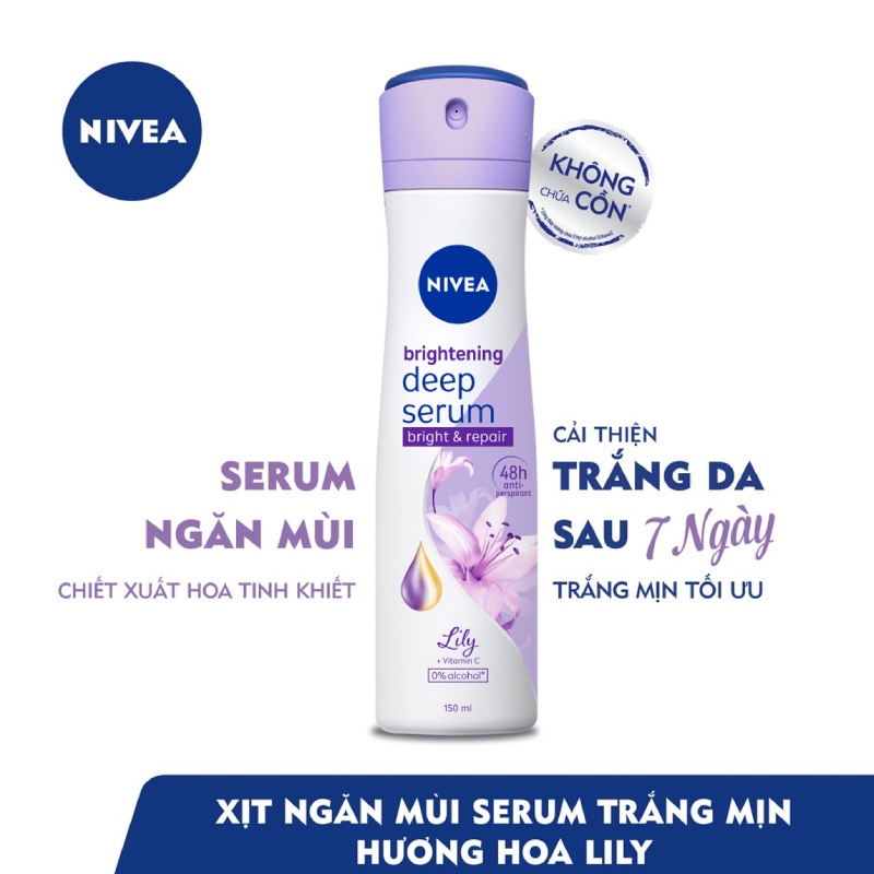 Xịt Ngăn Mùi NIVEA Serum Sáng Mịn Hương Hoa Lily (150 ml) - 85312