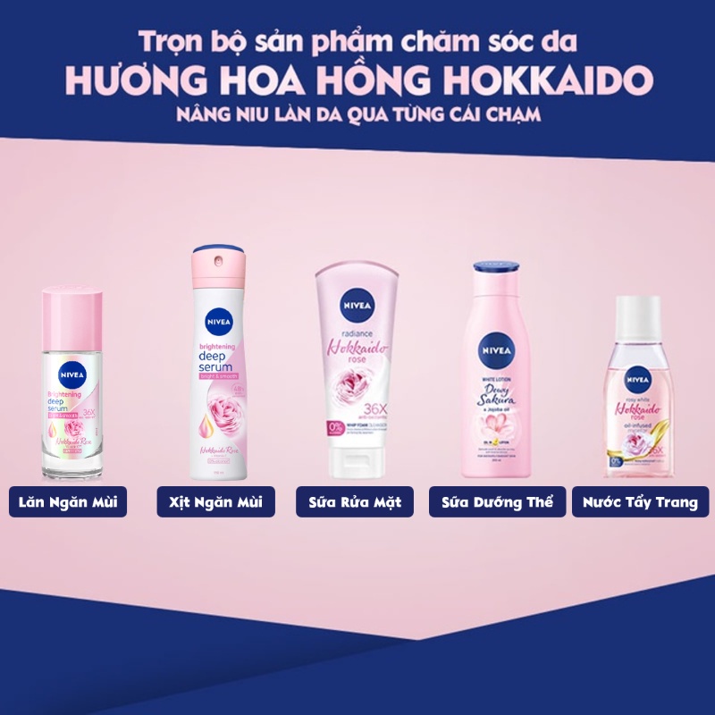 Xịt Ngăn Mùi NIVEA Serum Sáng Mịn Hương Hoa Hồng Hokkaido  - 85304
