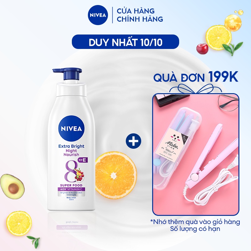 Sữa Dưỡng Thể NIVEA Sáng Da Ban Đêm từ 8 Super Foods (350 ml) – 98412