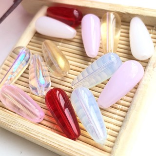Hạt thủy tinh xỏ hình giọt nước lớn 8*20mm nguyên liệu làm trâm làm trang sức cổ trang cosplay cổ phục