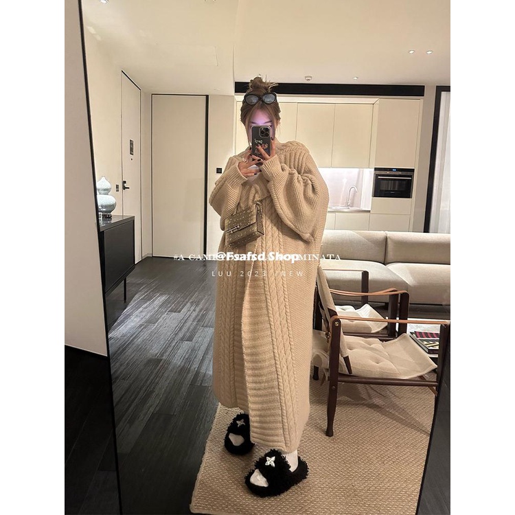 Áo Khoác Len Dáng Dài Form Rộng Thời Trang Mùa Thu Cho Nữ