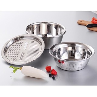 Rổ bào nạp rau củ đa năng inox 304 kèm bộ rổ chậu inox tiện lợi