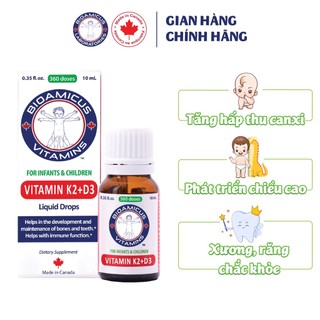 BioAmicus Vitamin D3K2MK7 - Hỗ trợ giúp hệ xương của trẻ phát triển toàn diện và tăng chiều cao tối đa - Lọ 10ml