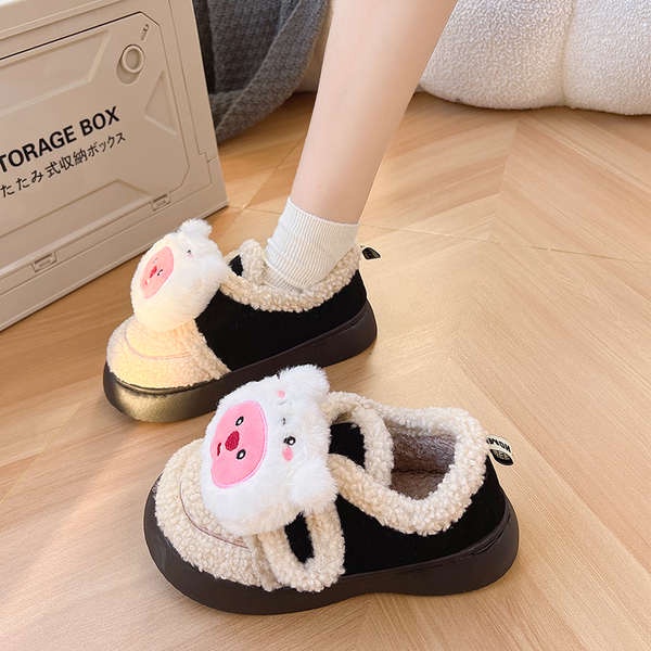 Dễ Thương Giày cotton Lót Bông Gót Hoạt Hình Đáng Yêu Thời Trang Mùa Đông Dành Cho Nữ
