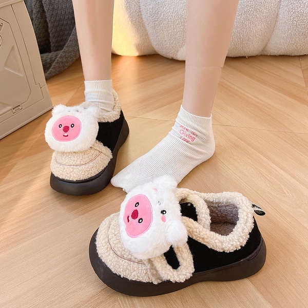 Dễ Thương Giày cotton Lót Bông Gót Hoạt Hình Đáng Yêu Thời Trang Mùa Đông Dành Cho Nữ