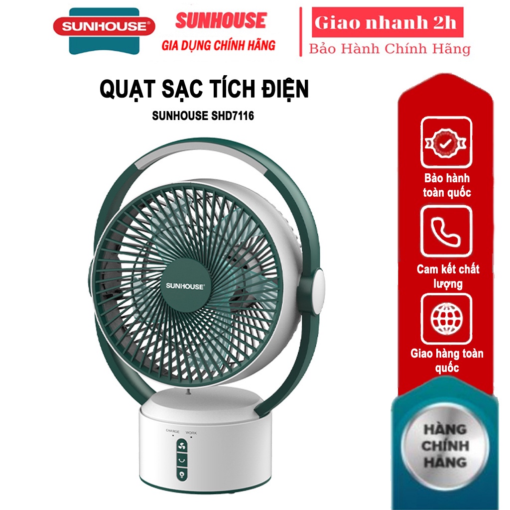 Quạt sạc tích điện Sunhouse SHD7116