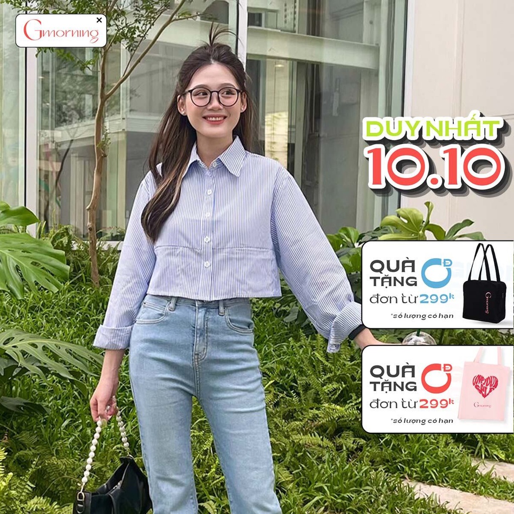 Áo sơ mi phom lửng YA14 thời trang Gmorning