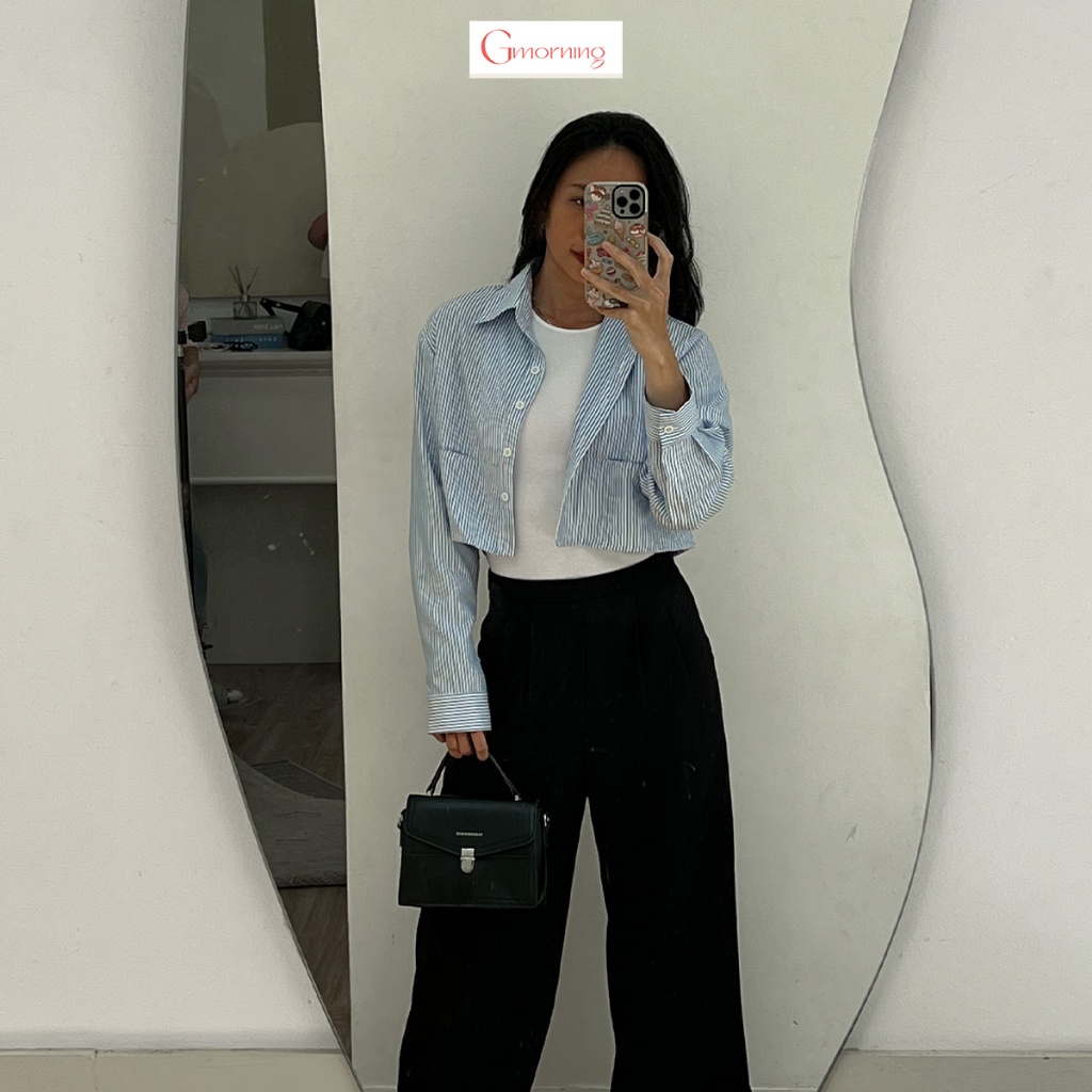 Áo sơ mi phom lửng YA14 thời trang Gmorning