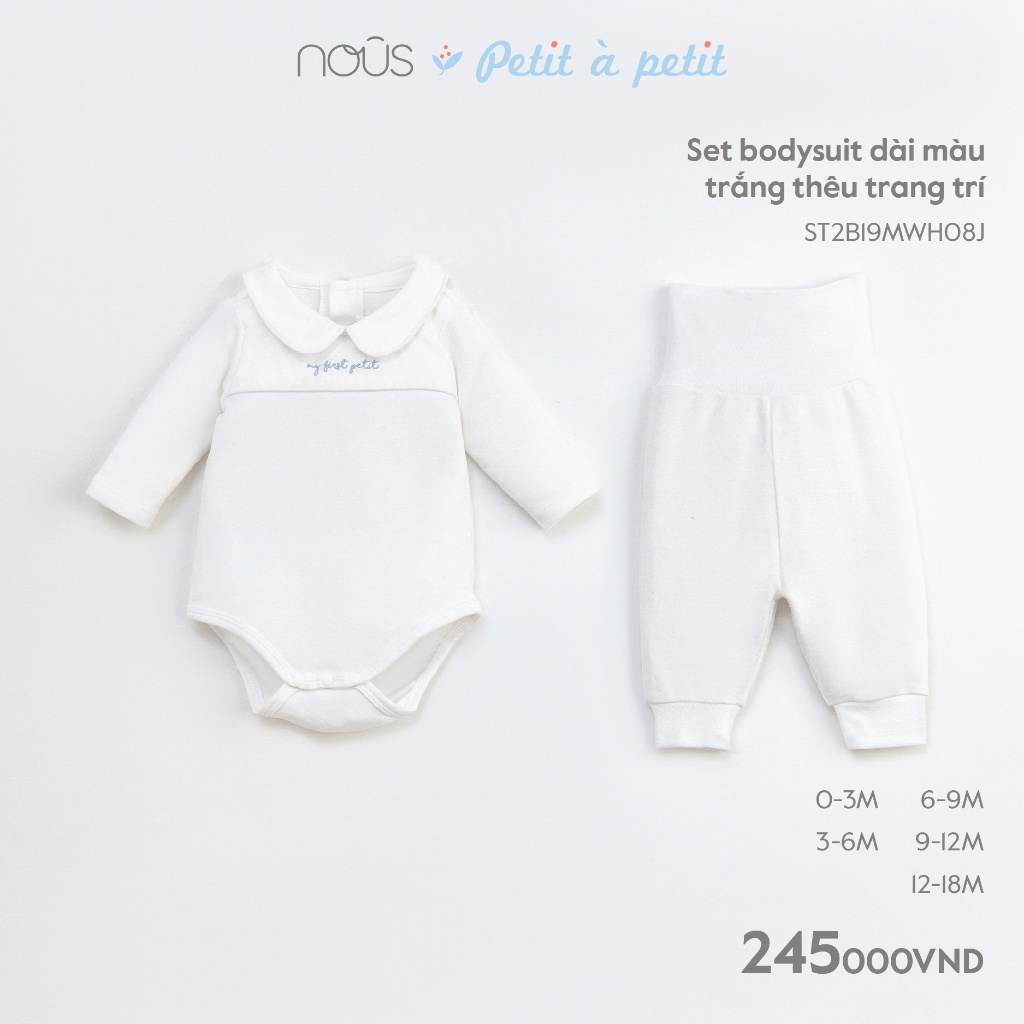 Bộ Bodysuit sơ sinh newborn Nous petit mềm mát, thấm hút tốt đủ màu - Nous Bình Dương - Bipbipstore