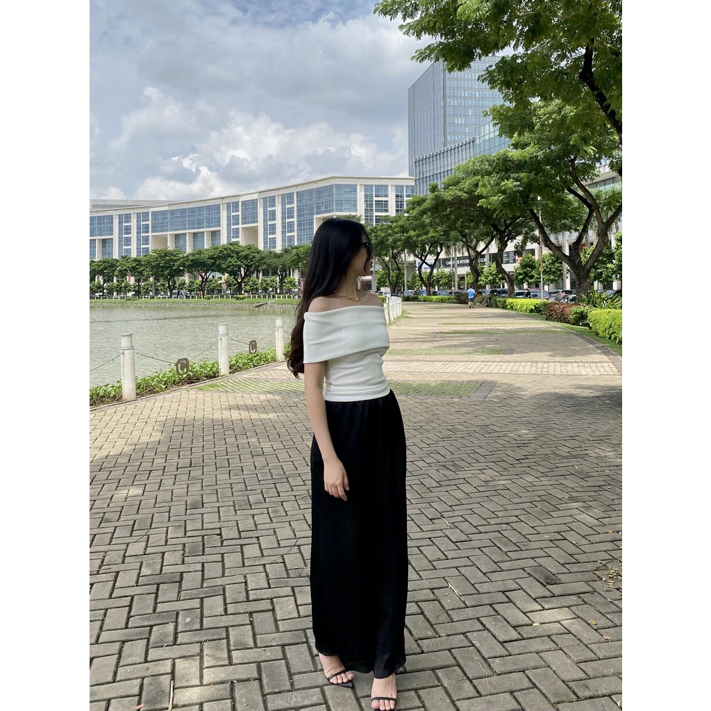 CHICBAE21 - Áo trễ vai gập thun gân