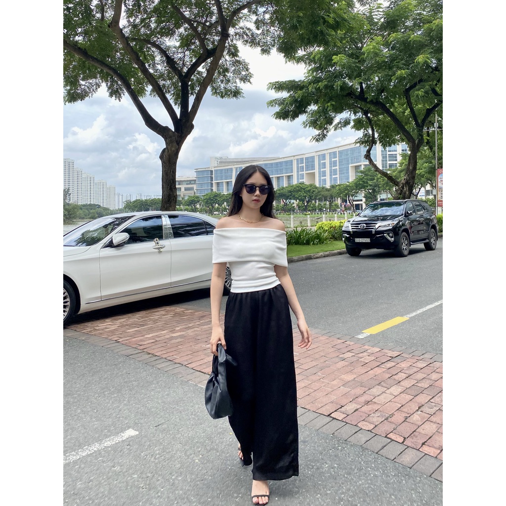 CHICBAE21 - Áo trễ vai gập thun gân